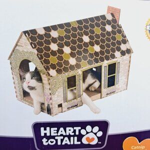Cottagecore Farmhouse Cat or Small Pet House with Cardboard Scratching Boards